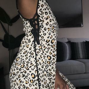 Cheetah bathing suit slip